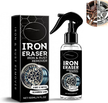 Iron Eraser Rust Remover Spray for Metal,Fast Iron Powder Remover Spray for Car Wheels, Paint & Metal Surfaces (2pcs)