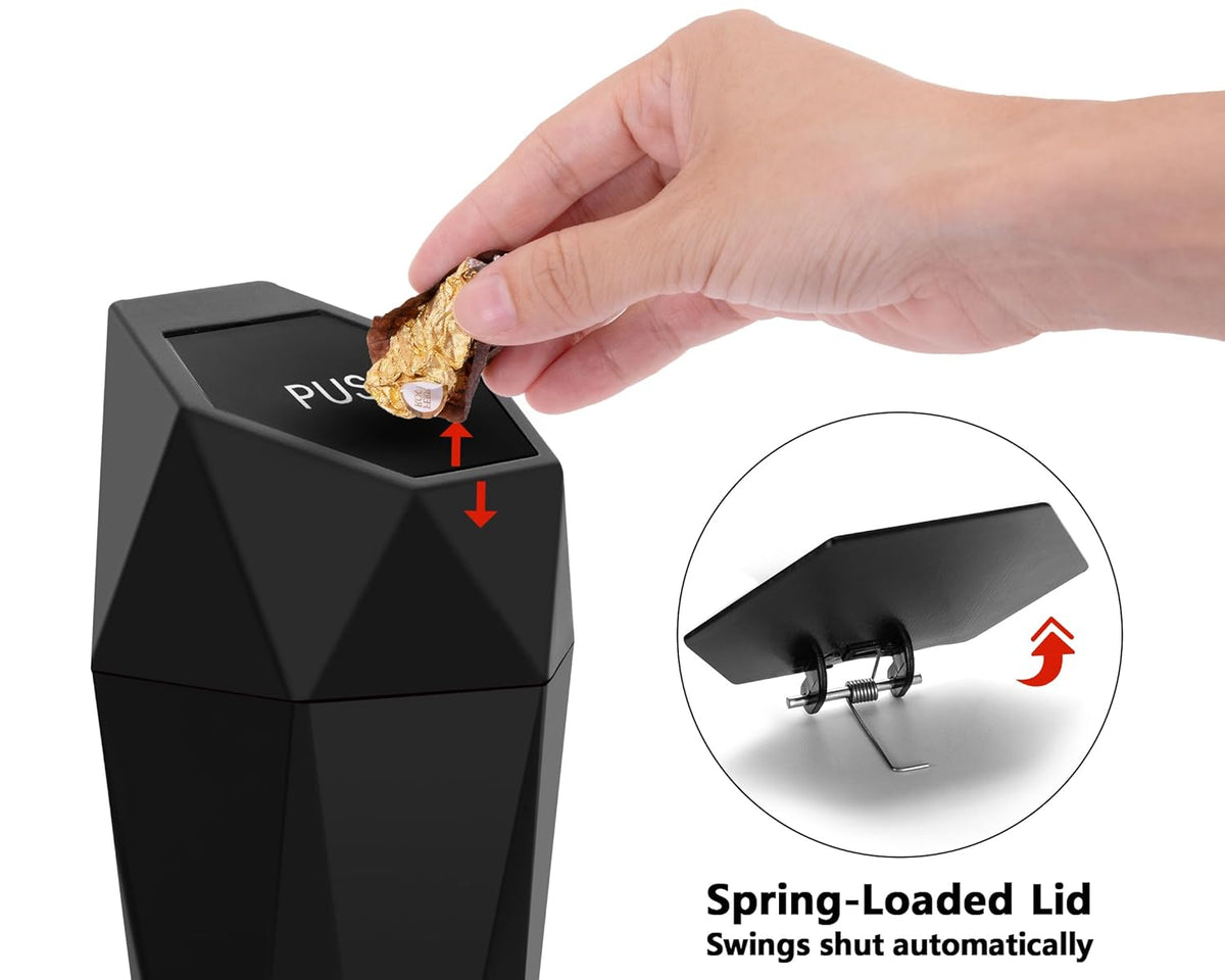 Ginsco 2 Pack Car Trash Can with Lid, Cup Holder Garbage Can for Car, Garbage Bin Cars Accessories for Interior, Leakproof Small Trash Bin, Mini Trash Can for Cars, Home, Bedroom, Office (Black)
