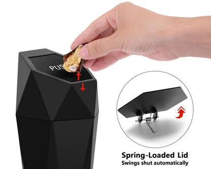 Ginsco 2 Pack Car Trash Can with Lid, Cup Holder Garbage Can for Car, Garbage Bin Cars Accessories for Interior, Leakproof Small Trash Bin, Mini Trash Can for Cars, Home, Bedroom, Office (Black)