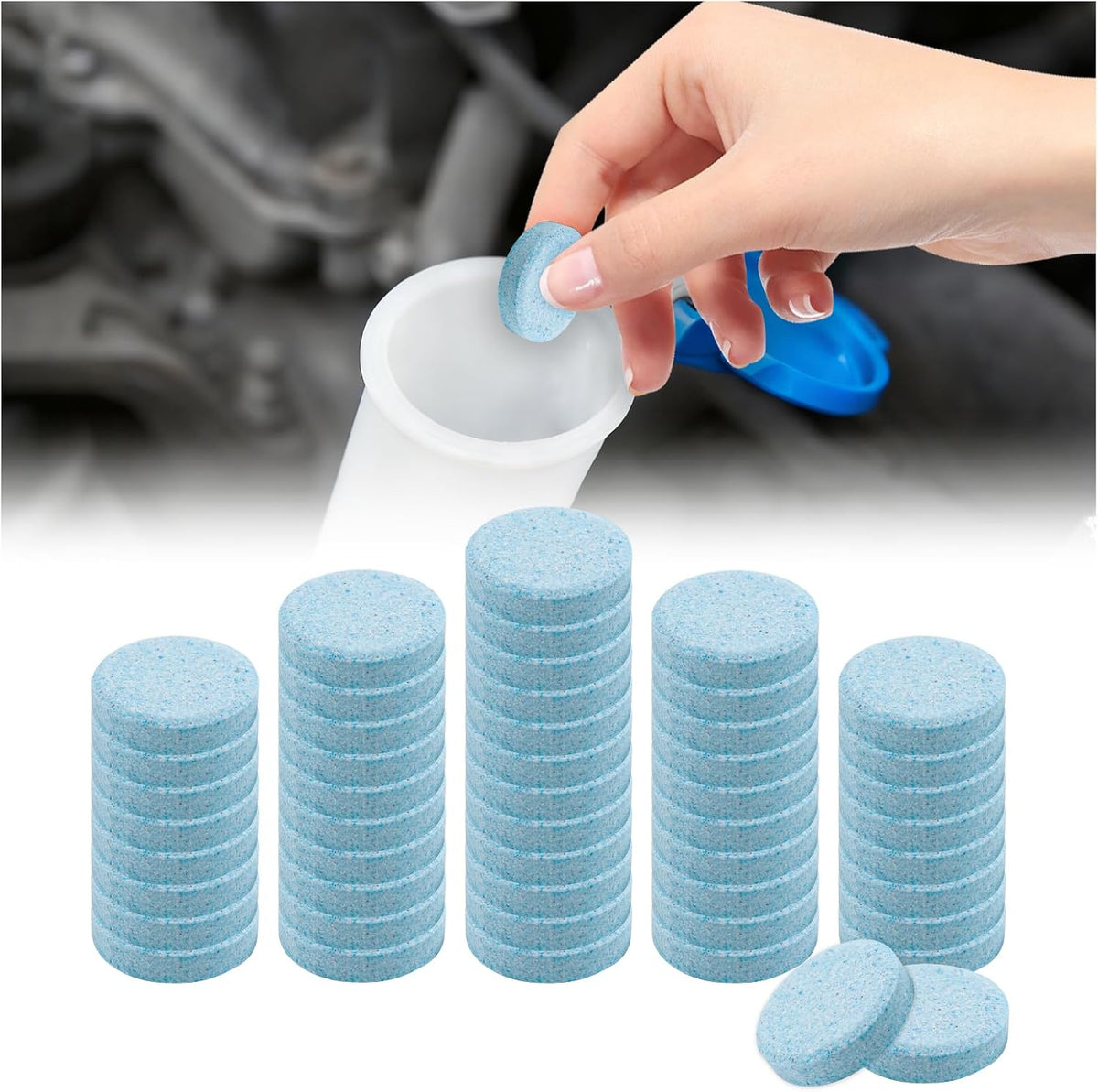 30PCS Car Windshield Washer Tablets,Windshield Washer Fluid Tablets Provide Clear Visibility,Universal Washers Fluid Concentrated Solid Effervescent for Automotive Glass,Window (30pcs)
