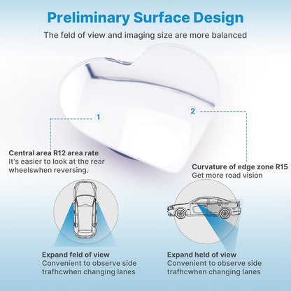 CUNCUI 2pcs Fan Shaped Blind Spot Mirror, 360 Degree Adjustabe HD Glass Blind Spot Mirrors, Frameless Convex Rear View Mirror, for any Car, Van, Suv and Trucks.