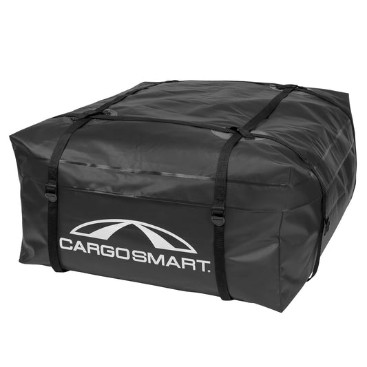 CARGOSMART CargoSmart Soft Sided Car Top Cargo Bag, 38”x38”x18” – Adds up to 15 Cubic Feet of Storage – Easily Mounts to Vehicle’s Roof Rack or Roof Top Basket – Heavy-Duty Vinyl, Black