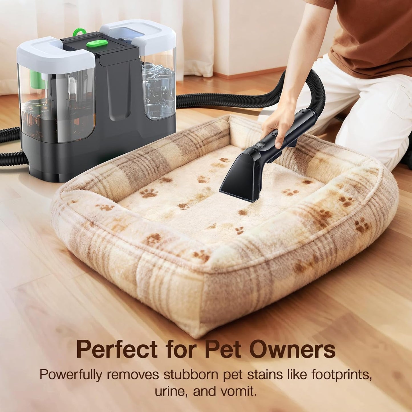 Portable Carpet & Upholstery Cleaner, 18Kpa Carpet Cleaner Machine for Deep Stain Removal, Spot Cleaner for Pet Accidents, Area Rugs, Stairs, Car Upholstery & Couches, Includes Tools & Self-Cleaning