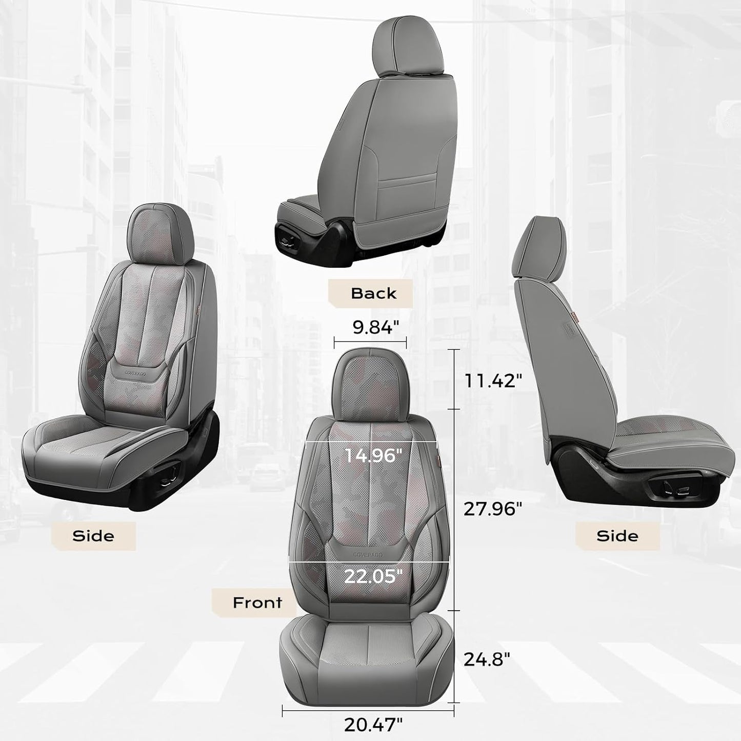 Coverado Seat Covers Full Set, Black Seat Covers for Cars 5 Seats, Car Seat Protector, Waterproof Nappa Leather Car Seat Cushion, Front and Rear Car Seat Cover Fit for Most Sedans SUV Pick-up Truck - Colors B