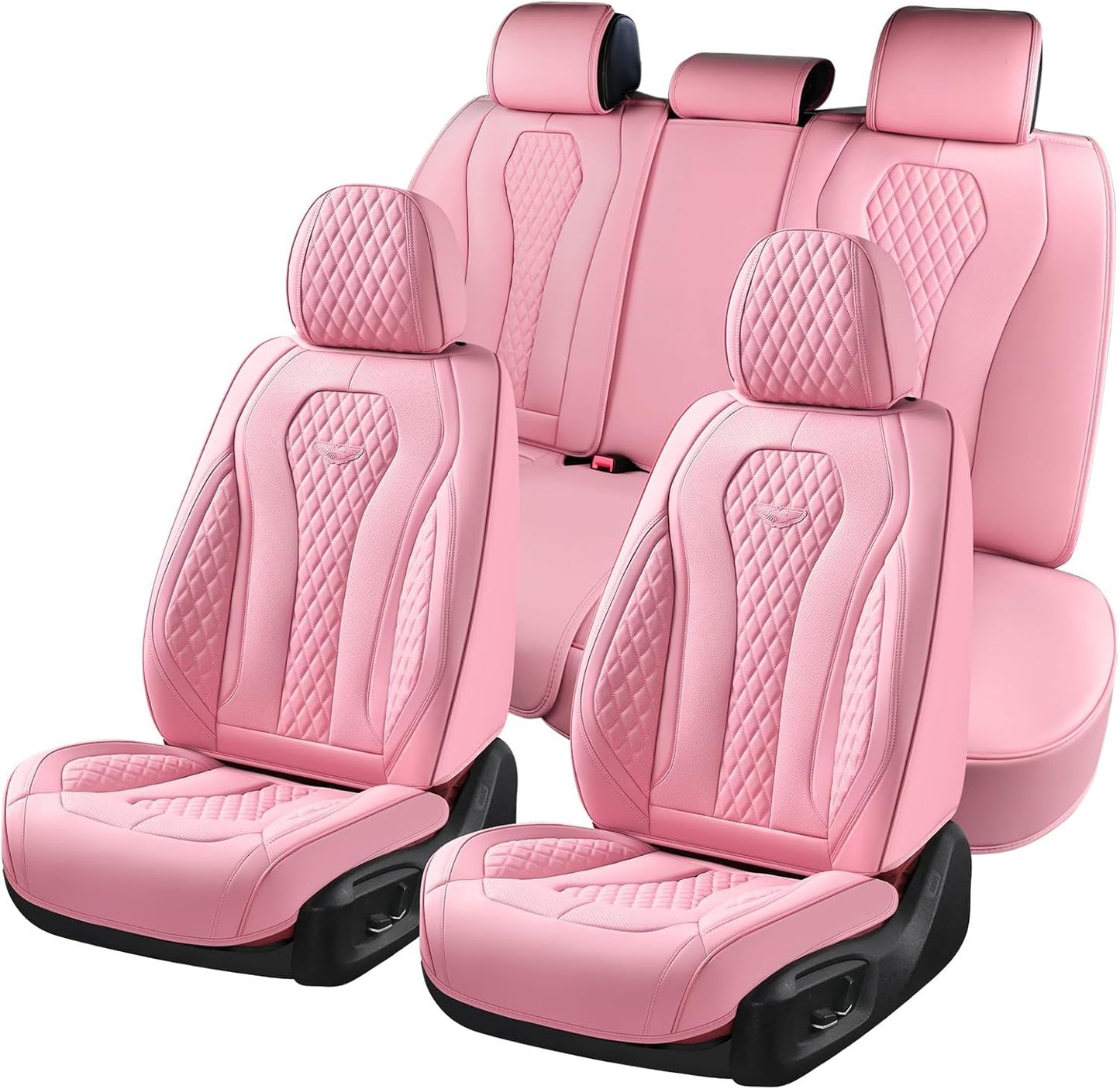 Coverado Seat Covers, Car Seat Covers Full Set, Black Car Seat Cover, Car Seat Covers Front Seats Back Seat Cover, Waterproof Car Seat Cushion, Leather Seat Covers Seat Protector Fit for Most Cars