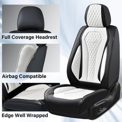 Coverado Seat Covers, Car Seat Covers Full Set, Black Car Seat Cover, Car Seat Covers Front Seats Back Seat Cover, Waterproof Car Seat Cushion, Leather Seat Covers Seat Protector Fit for Most Cars