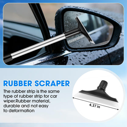 Windshield Cleaner Tool, Car Interior Cleaning Kit with Extendable Handle and 3 Reusable Microfiber Pads, Auto Glass Wiper and Detailing Brush Kit for Car & Home Window, Blue
