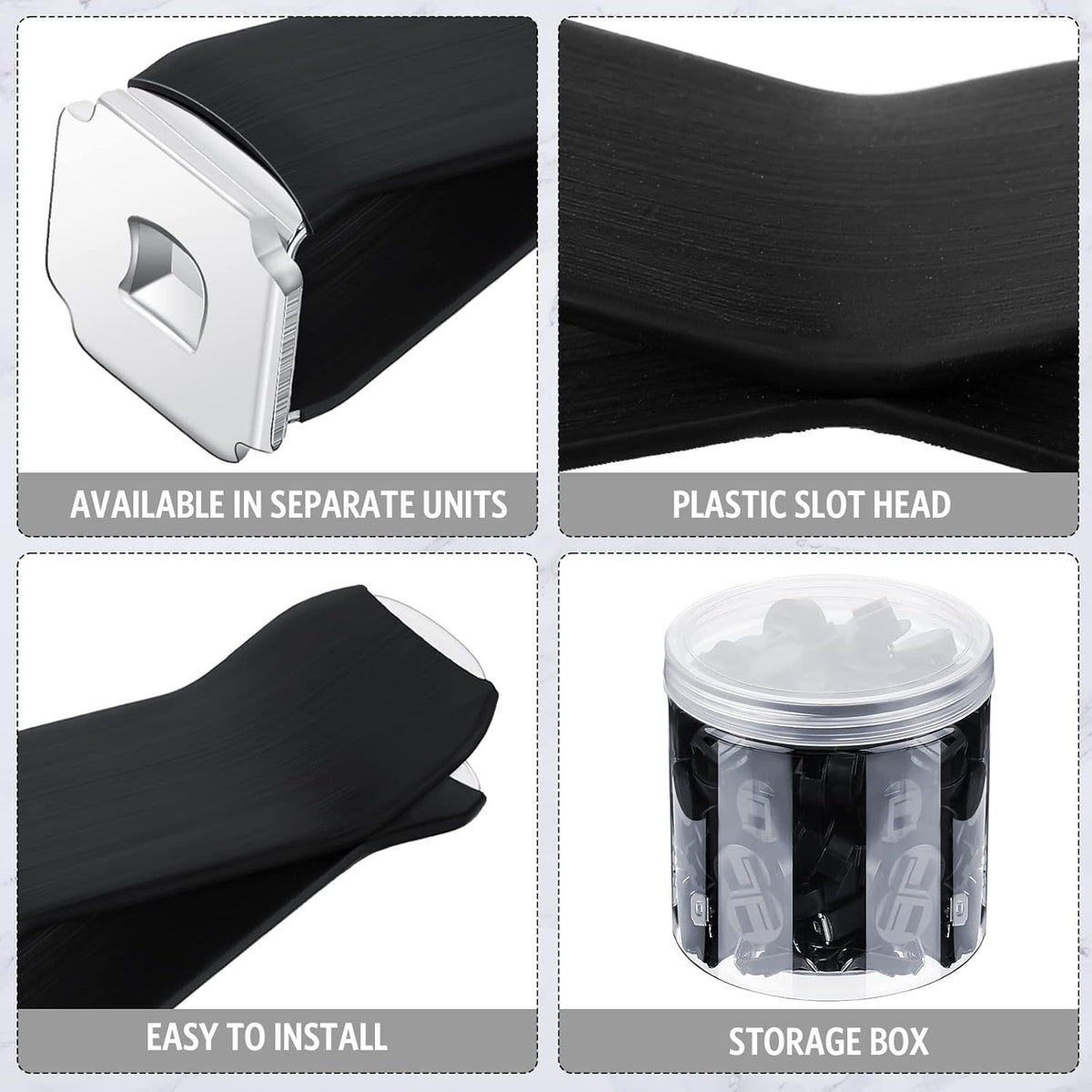 100 Pcs Metal Car Air Vent Clips with Plastic Slot Head Auto Freshener Clips Perfume Clip Replacement Air Conditioner Outlet Clips for Office Home, Black, 40 x 24 mm