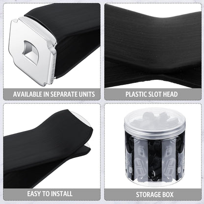 100 Pcs Metal Car Air Vent Clips with Plastic Slot Head Auto Freshener Clips Perfume Clip Replacement Air Conditioner Outlet Clips for Office Home, Black, 40 x 24 mm
