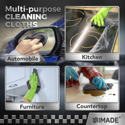 UNIMADE Microfiber Cleaning Cloth, 100 Pack Microfiber Towels for Cars Commercial Grade Work Rags Bulk Detailing Cloth for Automotive Bar Mechanic Restaurant Garage Housekeeping, 11.5"x 11.5", Grey