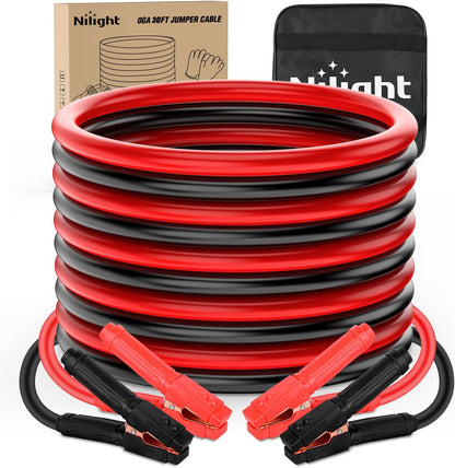 Nilight Jumper Cables for Car Battery 8 Gauge 12 FT Booster Cable Heavy Duty 250 A CCA with Carrying Bag Jump Start Emergency Kit Pickup Vans SUV Sedan Motorcycle