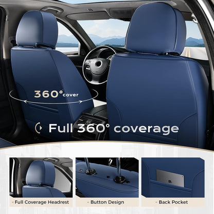Coverado Seat Covers Full Set, Black Seat Covers for Cars 5 Seats, Car Seat Protector, Waterproof Nappa Leather Car Seat Cushion, Front and Rear Car Seat Cover Fit for Most Sedans SUV Pick-up Truck - Colors B