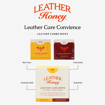 Leather Honey Leather Wipe Kit: Clean & Restore On-The-Go. For Any Color of Leather Couches, Car Seats, Purses, Shoes & Bags. Nontoxic, Ready-to-Use & Made in the USA. 5 Cleaner & 5 Conditioner Wipes