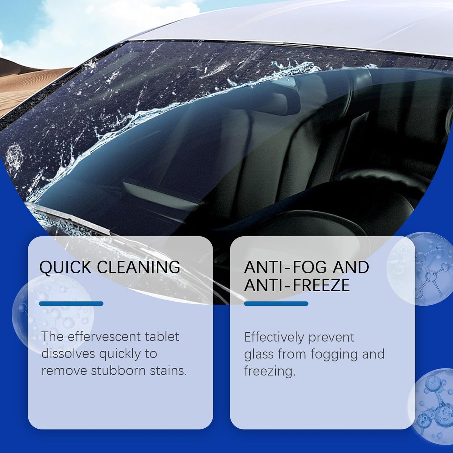 Surakey 100g Car Windshield Washer Fluid Concentrated Clean Tablets,Windshield Wiper Fluid Solid Effervescent Tablet, Remove Glass Stains,Clear Vision Professional Car Window Cleaner