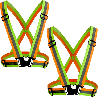 Reflective Safety Vest 2pcs - High Visibility Vest Adjustable Straps for Outdoor Jogging, Cycling, Walking and Riding