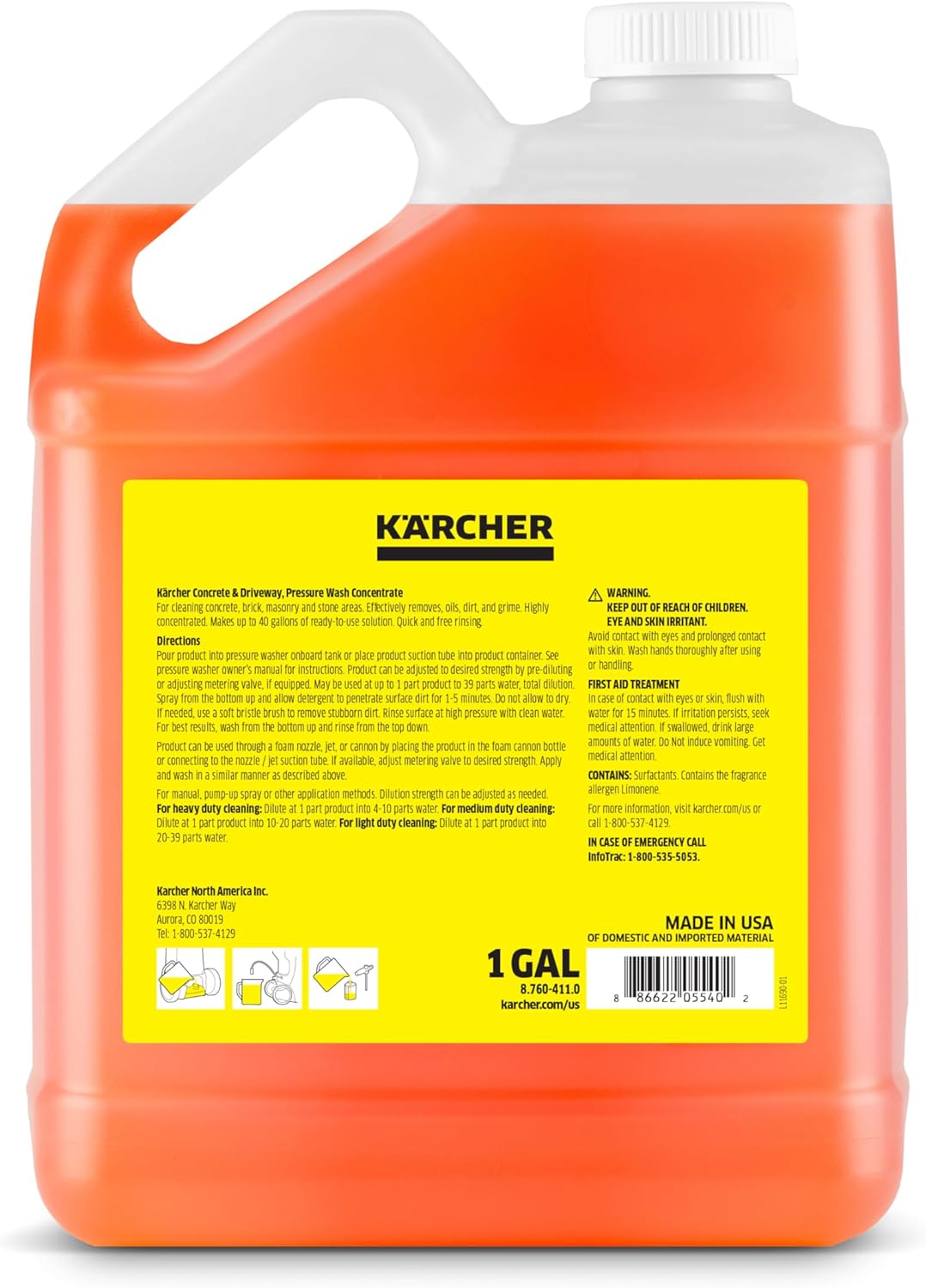 KÄRCHER Vehicle Wash and Wax, Pressure Washer Detergent, Cleans Cars, Bikes, Trucks, Boats and More, Highly Concentrated, Makes up to 40 gal of Cleaner
