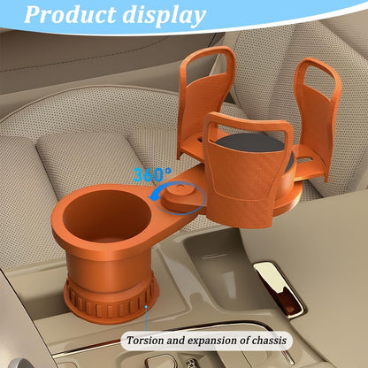2 in 1 Car Cup Holder Expander, Multifunctional 360° Rotating Vehicle Cup Holder Adapter with Adjustable Base, Auto Interior Drinks Bottles Expander, Universal for Sedan RV Truck