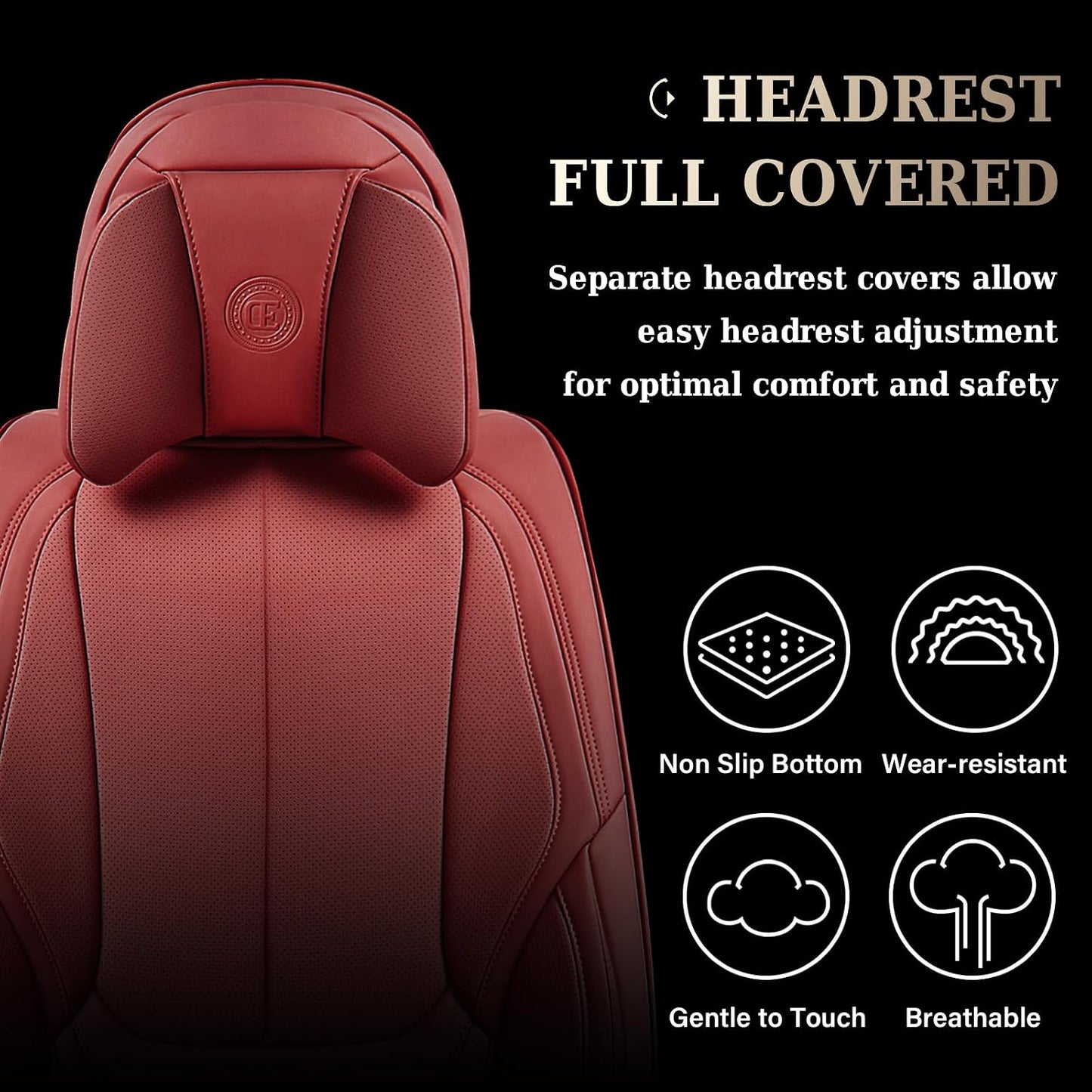 Coverado Seat Covers Full Set, Black Seat Covers for Cars 5 Seats, Car Seat Protector, Waterproof Nappa Leather Car Seat Cushion, Front and Rear Car Seat Cover Fit for Most Sedans SUV Pick-up Truck - Colors A