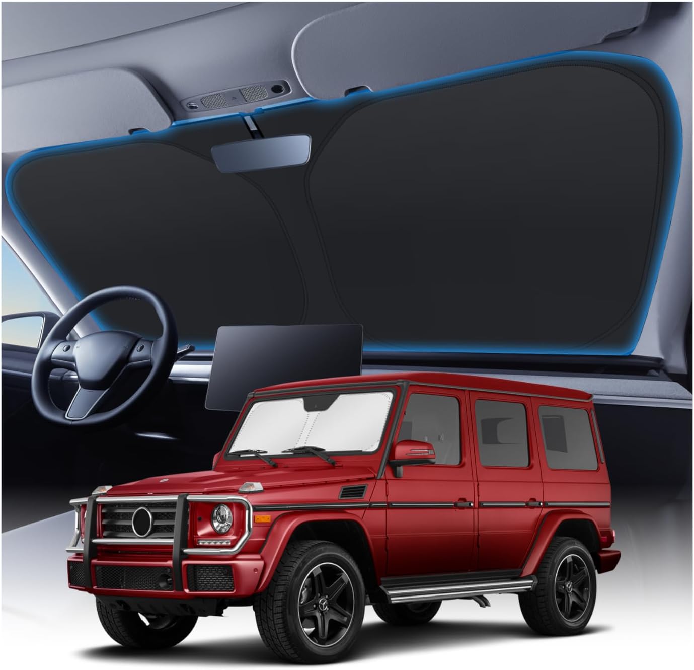KUST Windshield Sun Shade for Toyota RAV4 2019-2022 2023 2024 2025 2026 Window Accessories Shade Sun Visor Cover Foldable Block UV Rays - Colors A
