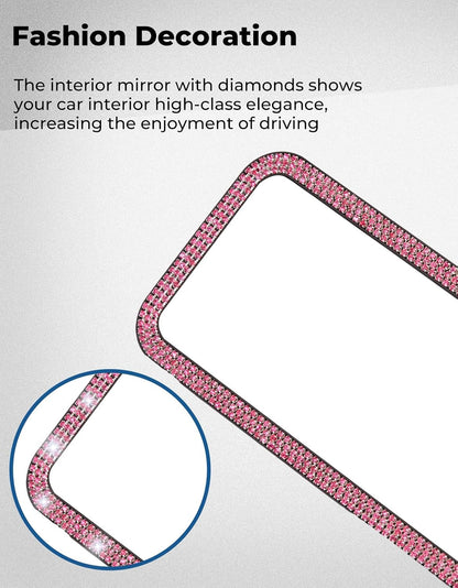 JOYTUTUS Panoramic Rear View Mirror, 12 Inch Wide Angle Clip On Mirror, Universal Car Interior Accessories, Convex Interior Mirror Reduces Blind Spot, Clear Vision Fits Car SUV Trucks