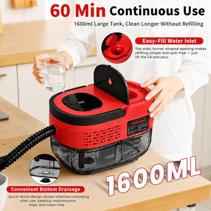 Handheld Steam Cleaner for Home, 2500W High Pressure Steam Cleaner for Car Detailing, 3 Steam Levels, 1600Ml Tank, High Heat Steamer for Bed Bugs, Couch, Furniture, Kitchen, Bathroom, Floors