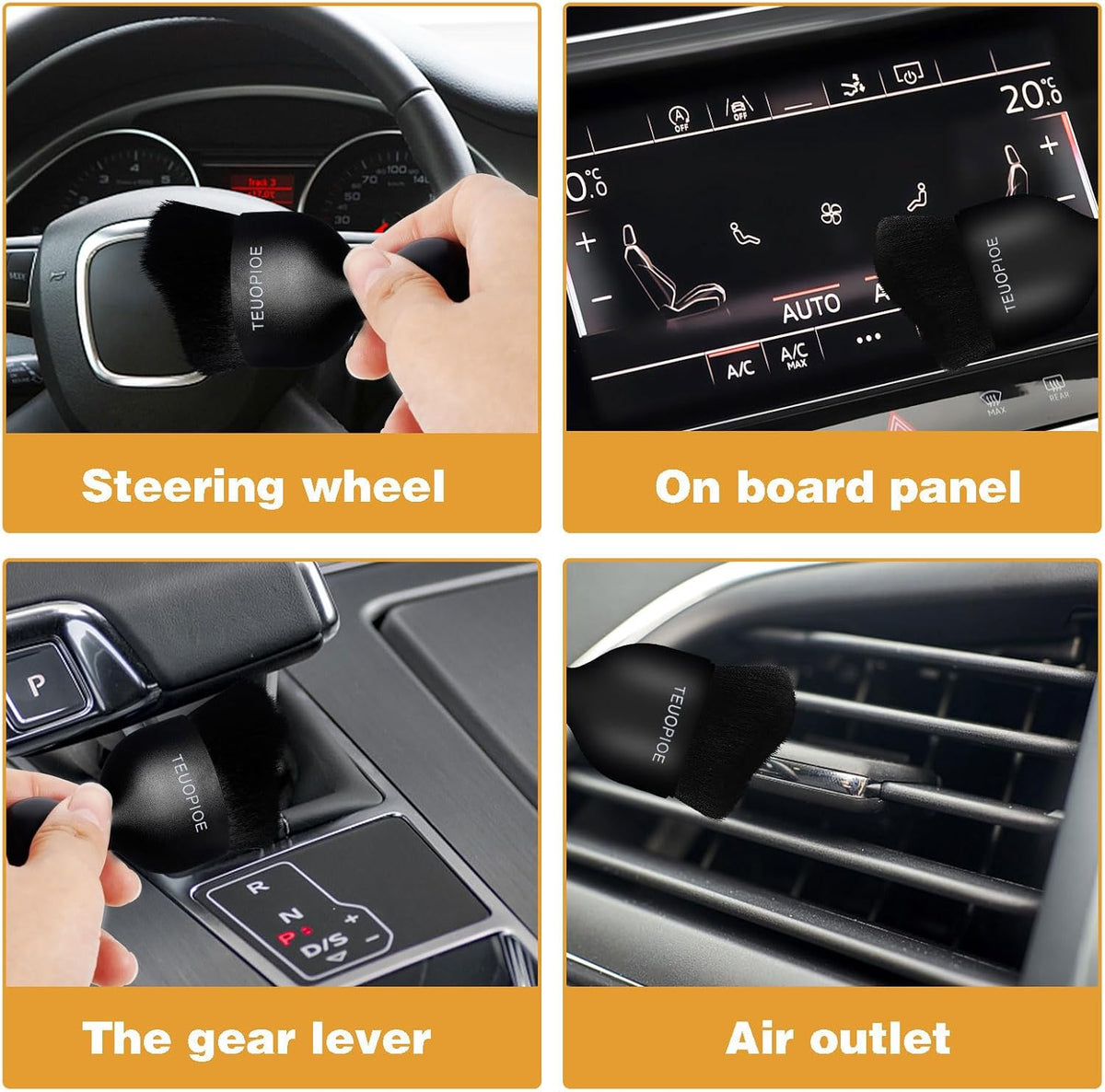 Car Interior Cleaning Brush, Car Duster Interior,Car Detailing Brush Dusting Brush,Car Interior Cleaning Tool, Auto Soft Hair Car Brush,Auto Interior Dust Brush for Air Vents(Brown)