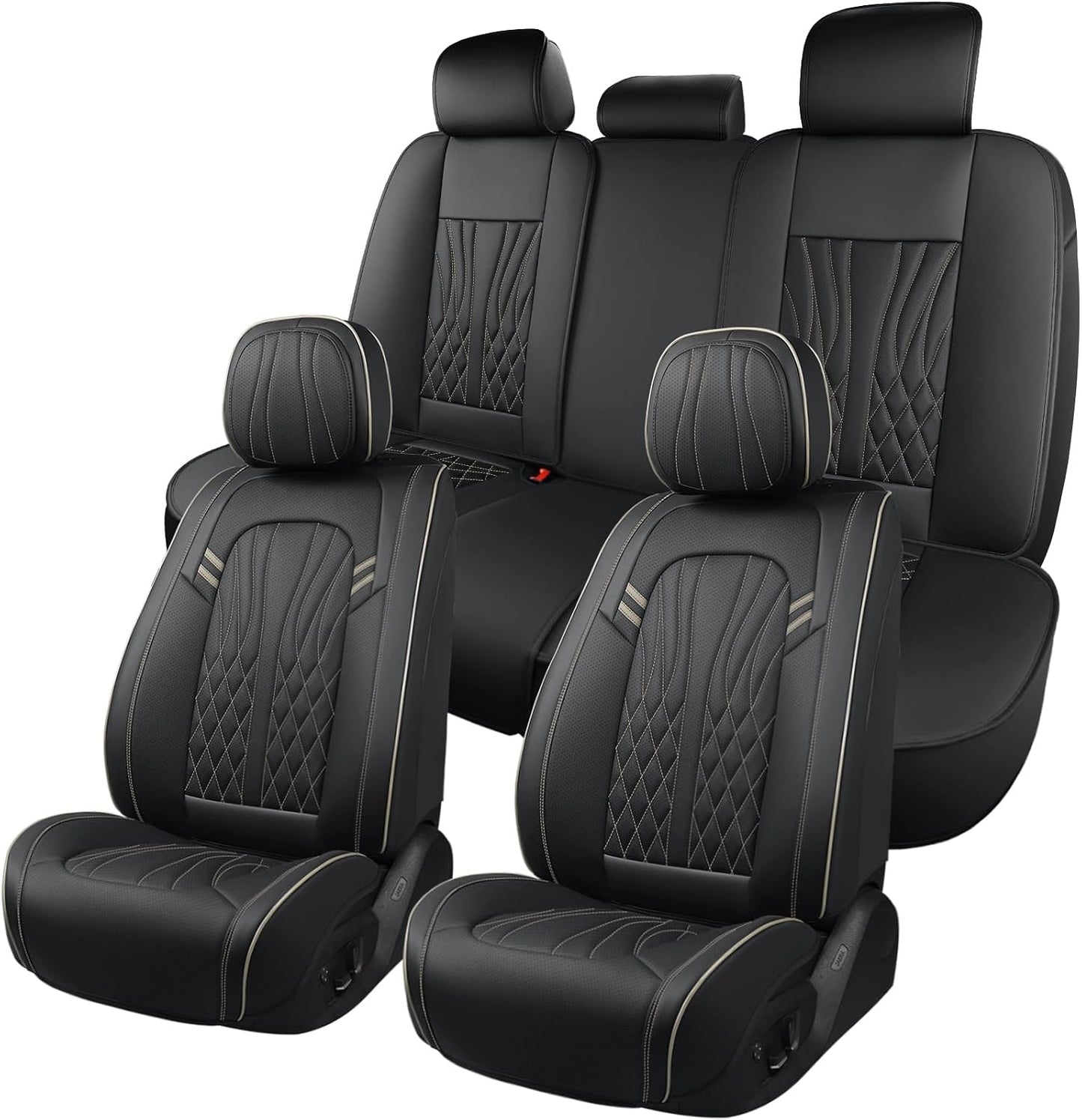 MINGBRON Leather Car Seat Covers,Car Seat Protector Waterproof,Seat Covers Full Set, Car Seat Protectors 5 Seats,Automotive Seat Covers Fit Most Cars Wine Red