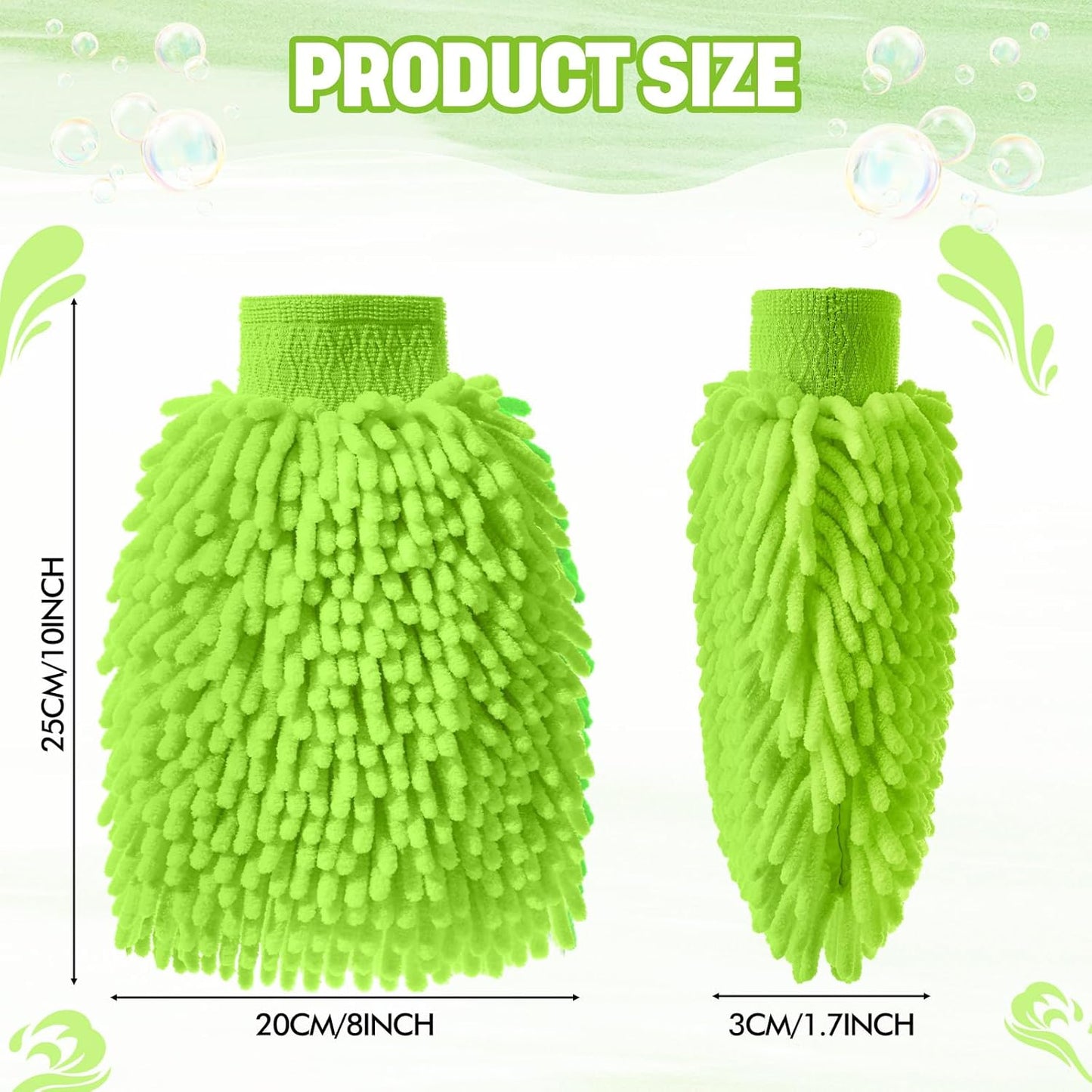 24 Pack Car Wash Mitt Bulk Microfiber, 10'' x 8'' Chenille Car Wash Mitt Gloves, Scratch Free Double Sided No Lint No Marks for Truck SUV and All Vehicle Surfaces (Blue)