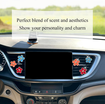 ORIESSE 6pcs Flowers Car Air Freshener Vent Clips Purple White Daisy Air Vent Clip Car Accessories for Women 3.3cm/3cm Flower Vehicle Interior Decor Refillable Diffuser