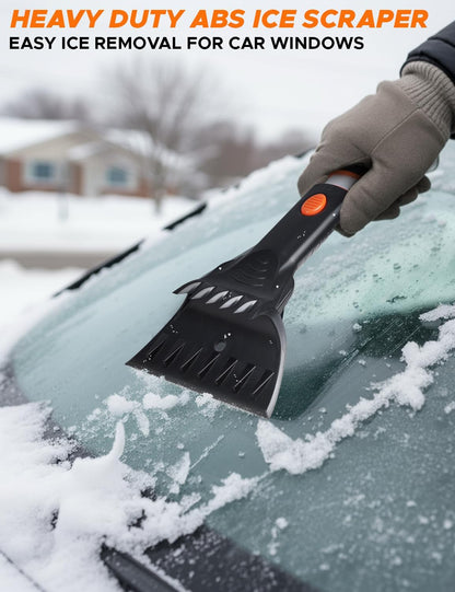 EcoNour 27" 3 in 1 Snow Brush with ice Scraper for car Windshield and Window | 360° Aluminum Rotatable Snow Brush for car | Winter Snow Removal Tools with Detachable Foam Grip | Winter Car Accessories