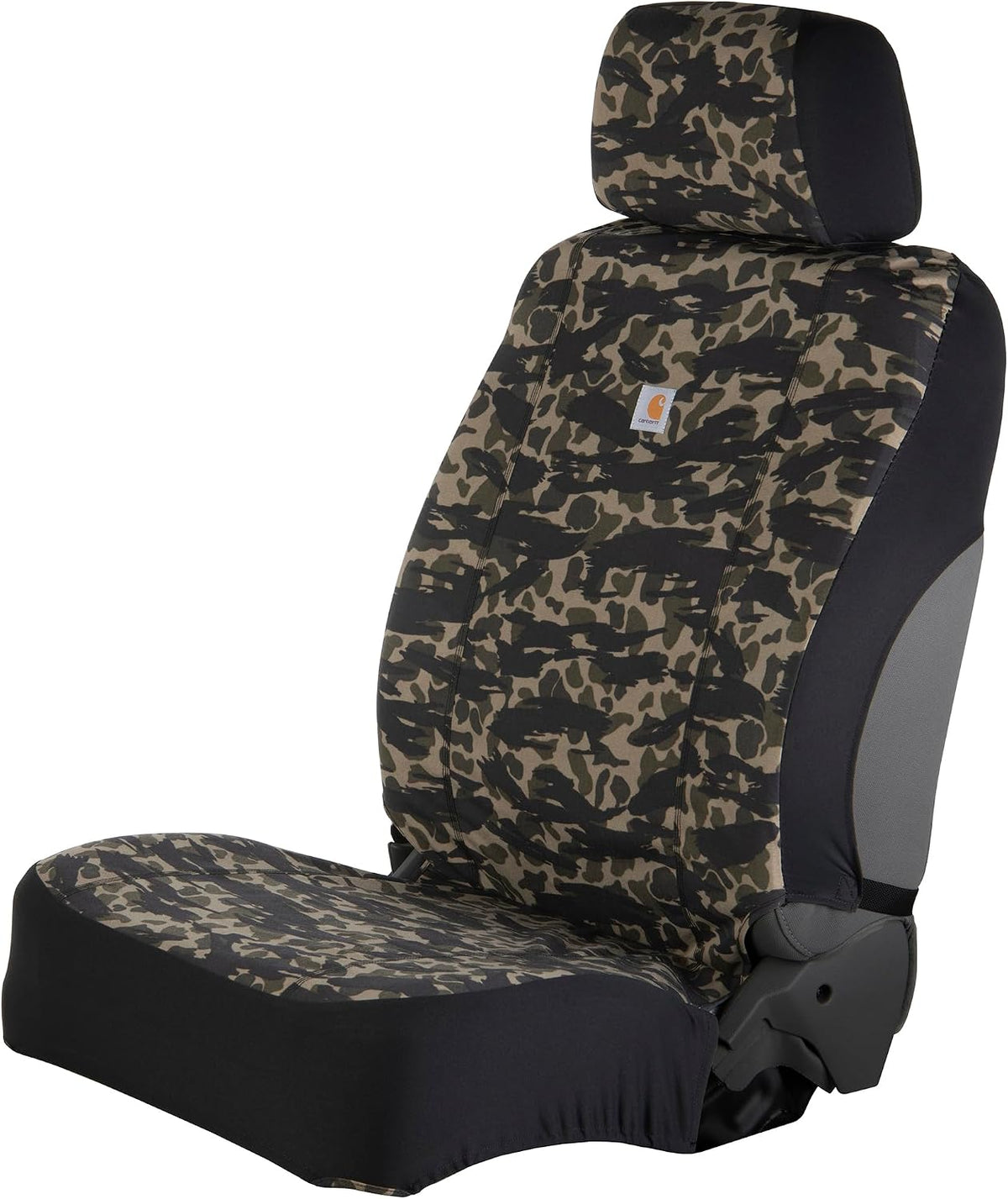 Carhartt Universal Nylon Duck Canvas Fitted Bucket Seat Cover, Durable Seat Protection with Rain Defender, Single, Black