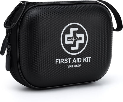 Mini First Aid Kit - 150 Piece Small Waterproof Hard Shell Medical Kit for Home, Car, Travel, Camping, Truck, Hiking, Sports, Office, Vehicle & Outdoor Emergencies- Small First Aid Medical Kit (Red)