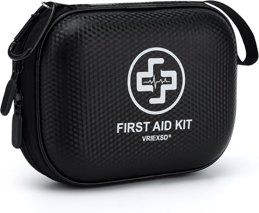 Mini First Aid Kit - 150 Piece Small Waterproof Hard Shell Medical Kit for Home, Car, Travel, Camping, Truck, Hiking, Sports, Office, Vehicle & Outdoor Emergencies- Small First Aid Medical Kit (Red)