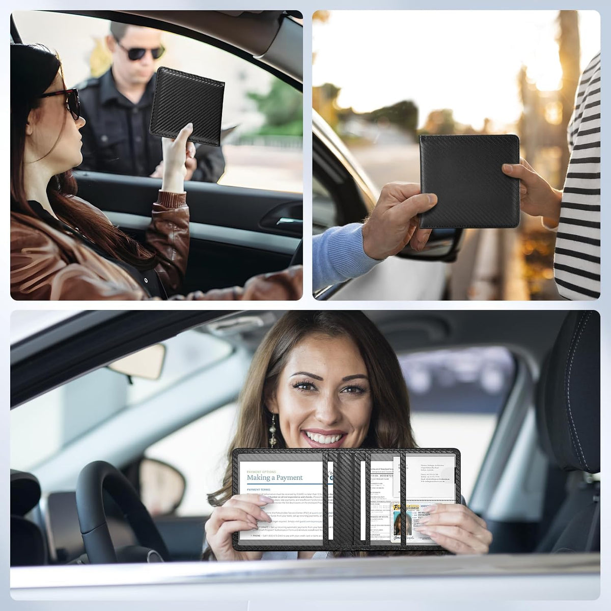 Car Registration and Insurance Card Holder，Vehicle Glove Box Car Organizer，Accessories Case for Storing Driving Licences, Cards, Documents