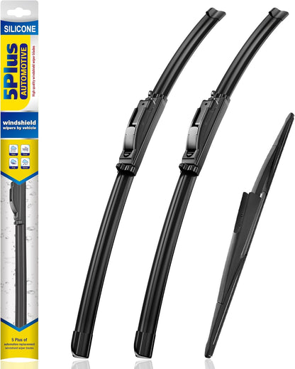 5 PLUS® Silicone Windshield Wipers Replacement for 2007-2014 Ford edge, 2007-2015 Lincoln MKX Wiper Blades(Set of 3),Automotive Replacement Windshield Wiper Blades For My Car-26"/20"/14" - Colors A
