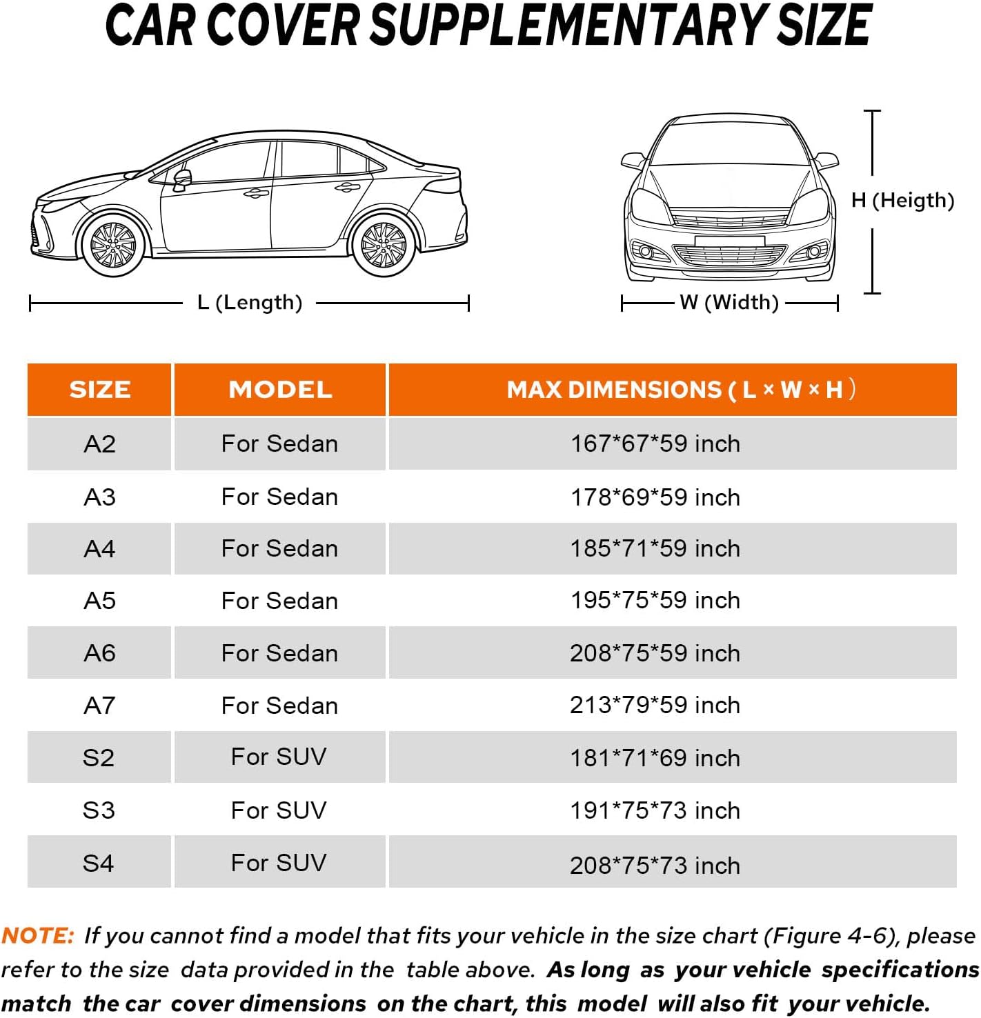 10-Layer Car Cover Waterproof All Weather for Automobiles, Soft Cotton Lining Outdoor Full Covers with Door Zipper, Universal Fit for Sedan 196"-208" L, Size A6 (See Size Chart)