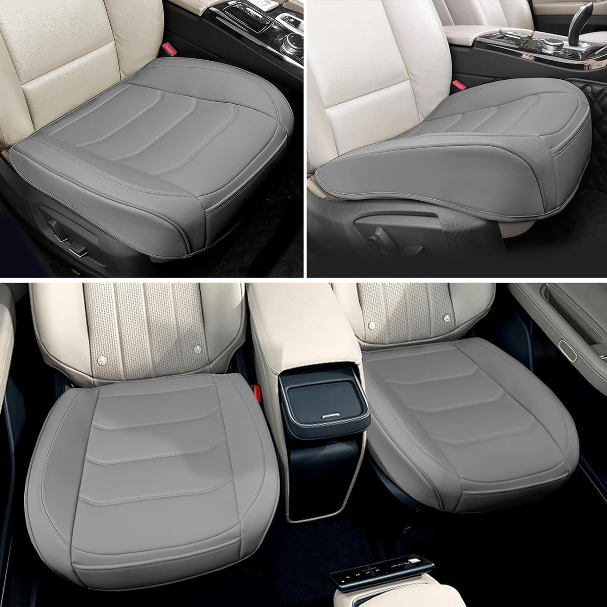BOPUOVRE Car Seat Cover for Luxury & Comfort - PU Leather, Anti-Slip, Full Wrap Protection with Storage Pocket for Bottom Cushion - Universal Fit for 95% of Vehicles (Black,1 Piece)