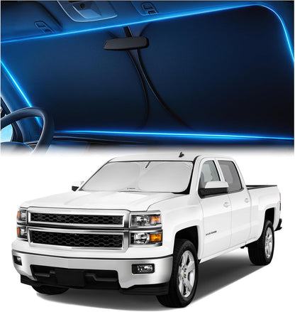 Magnelex Windshield Sun Shade for Dodge RAM 1500 2019-2023 2024 2025 2026, Foldable Car Window Sunshade, Heat & UV Visor Cover, Reflective Front Shades Accessories - Colors A