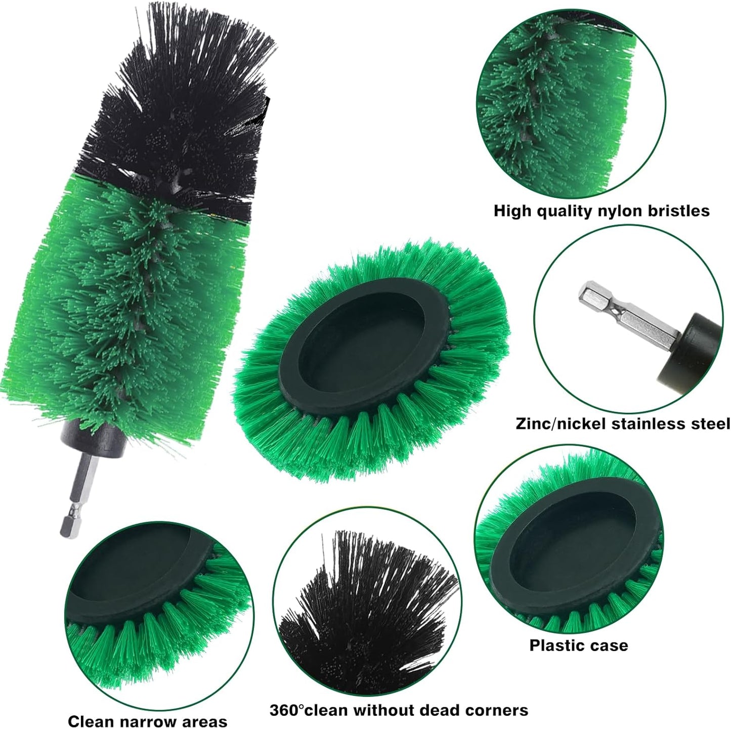 8 Pcs Drill Brush Attachment Set, Power Cleaning Scrub Brush Kit with Extend Long Attachment, All Purpose Drill Scrub Brushes for Car, Grout, Floor, Tub, Bathroom and Kitchen (Yellow)