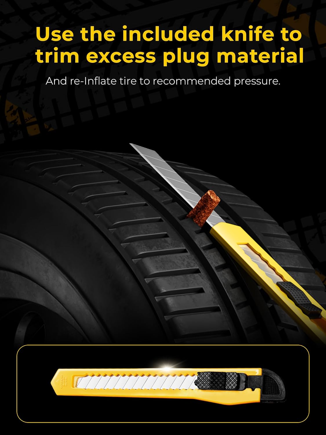 AUTOWN Tire Repair Kit with Plugs Fix Punctures & Plug Flats with Ease - Heavy Duty Flat Tire Puncture Repair Kit for Car, Motorcycle, ATV, UTV, RV, Trailer, Tractor, Jeep, Etc