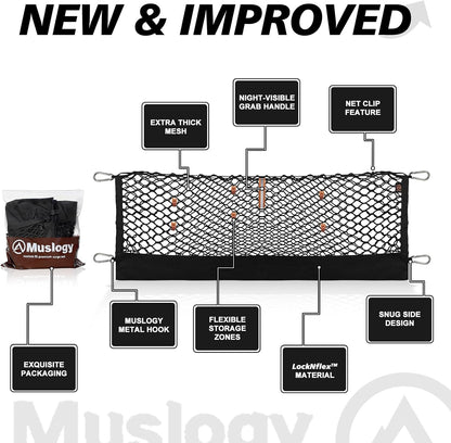 Muslogy Truck Bed Cargo Net Trunk Netting Compatible with 2023-2025 2026 Honda CR-V Accessories, Pickup Cargo Organizer SUV Sedan Storage Net w/Heavy Duty Carabiners - Colors B