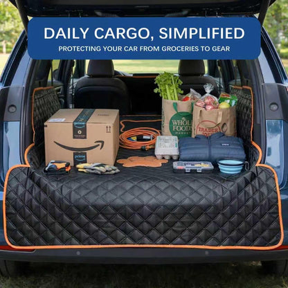 SUV Cargo Liner for Dogs, Heavy Duty Non- Slip PU Leather Dog Trunk Cover for SUV with Bumper Flap, 100% Waterproof Back seat Cover, Universal Fit for Mid-Size & Large SUVs (Dog Paw, L)