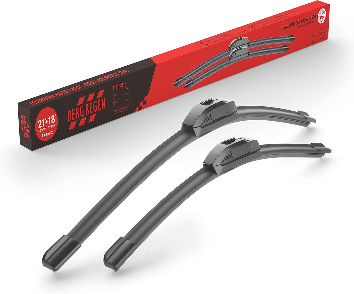 BERG REGEN 22"+19" Windshield Wiper Blades Replacement for Chevy Chevrolet Colorado 2006-2012, Suzuki Forenza 2004-2008, Ford Focus 2000-2011, GMC Canyon 2004-2012 –Genuine OEM Quality (Set of 2)