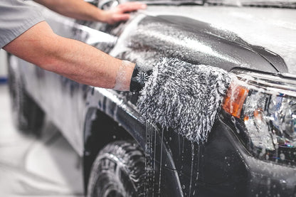 The Rag Company - The Cyclone Ultra Wash Mitt + Cyclone Ultra Wash Pad 6in x 8in Combo Pack - Microfiber Blend, Twist Loop Interior Liner Ideal for Foam, Soap + Bucket, & Rinseless Washing Methods