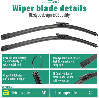 26" 16" 11" Windshield Wiper Blades Replacement for Chevrolet Chevy Trax 2024 2025 2026 Premium All Weather Front Rear Wipers Set - OEM Quality (Pack of 3) - Colors E