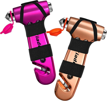 Window Breaker, 3-in-1 Emergency Escape Tool with seat Belt Cutter and Glass Breaker, Safety Emergency Car Escape Tool for Car, Electroplating Pink