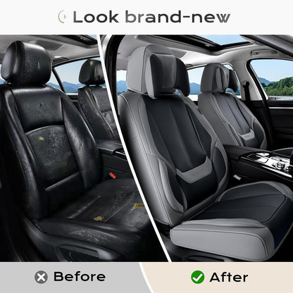 Coverado Seat Covers Full Set, Black Seat Covers for Cars 5 Seats, Car Seat Protector, Waterproof Nappa Leather Car Seat Cushion, Front and Rear Car Seat Cover Fit for Most Sedans SUV Pick-up Truck - Colors A