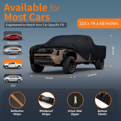 Car Cover Waterproof All-Weather,Outdoor Full Exterior Automobiles Sedan/Coupe (Length 186-193 inch) with Windshield Sun Shade Universal Fit Toyota Camry, Tesla Model 3, Accord etc