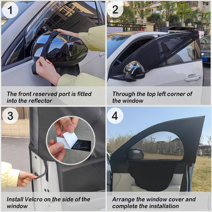 4PCS Car Window Shades with Zipper,Breathable Car Window Cover Baby Window Shades for Car,Camping Essentials Side Window Sun Shade for Privacy Protection Fits Most Cars