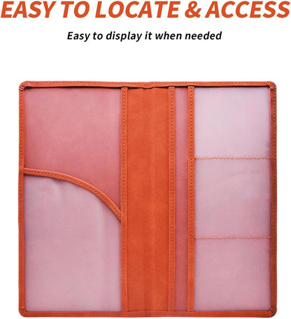 Car Registration and Insurance Card Holder - Vehicle Glove Box Document Organizer - Premium PU Leather Wallet Case - Driver License - Pink